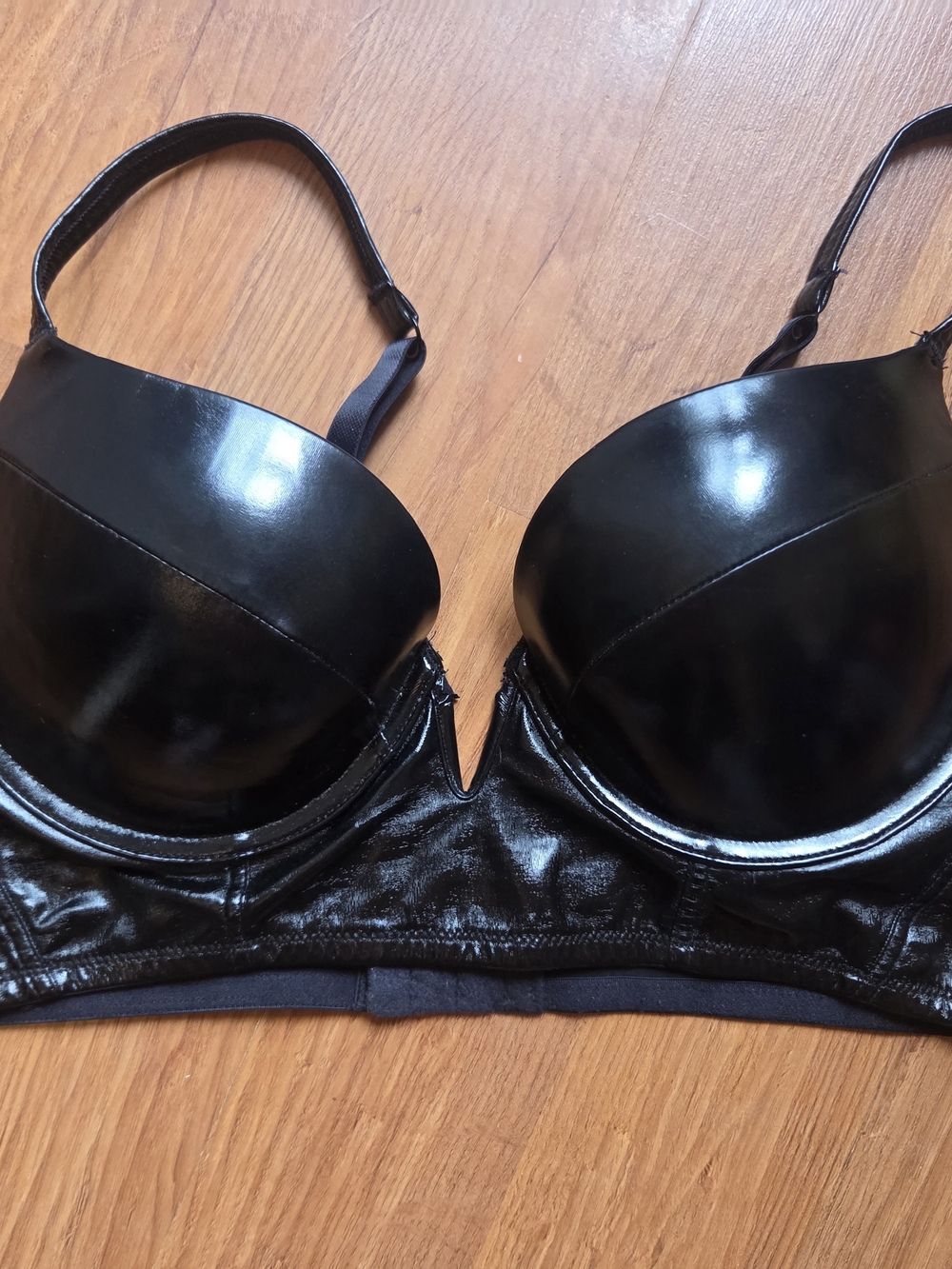 La SENZA Black Faux Leather Push-Up Bra